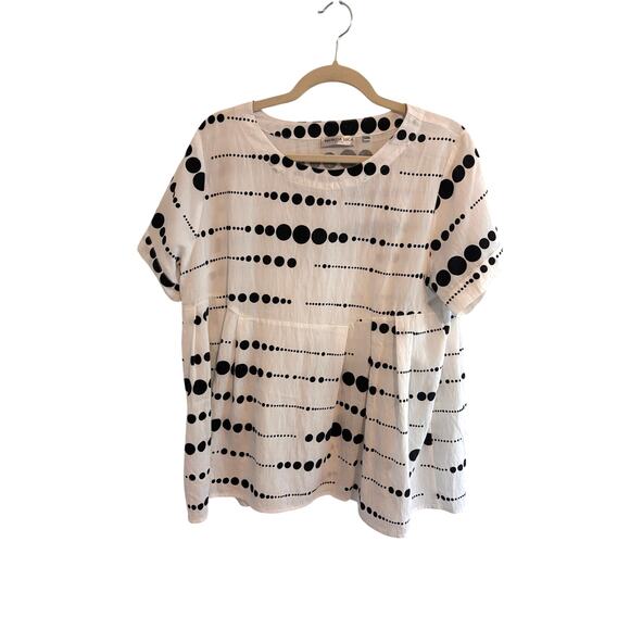 Patrizia Luca Tops - Patrizia Luca Milano S/M Abstract Striped Polka Dot Babydoll Top Black White